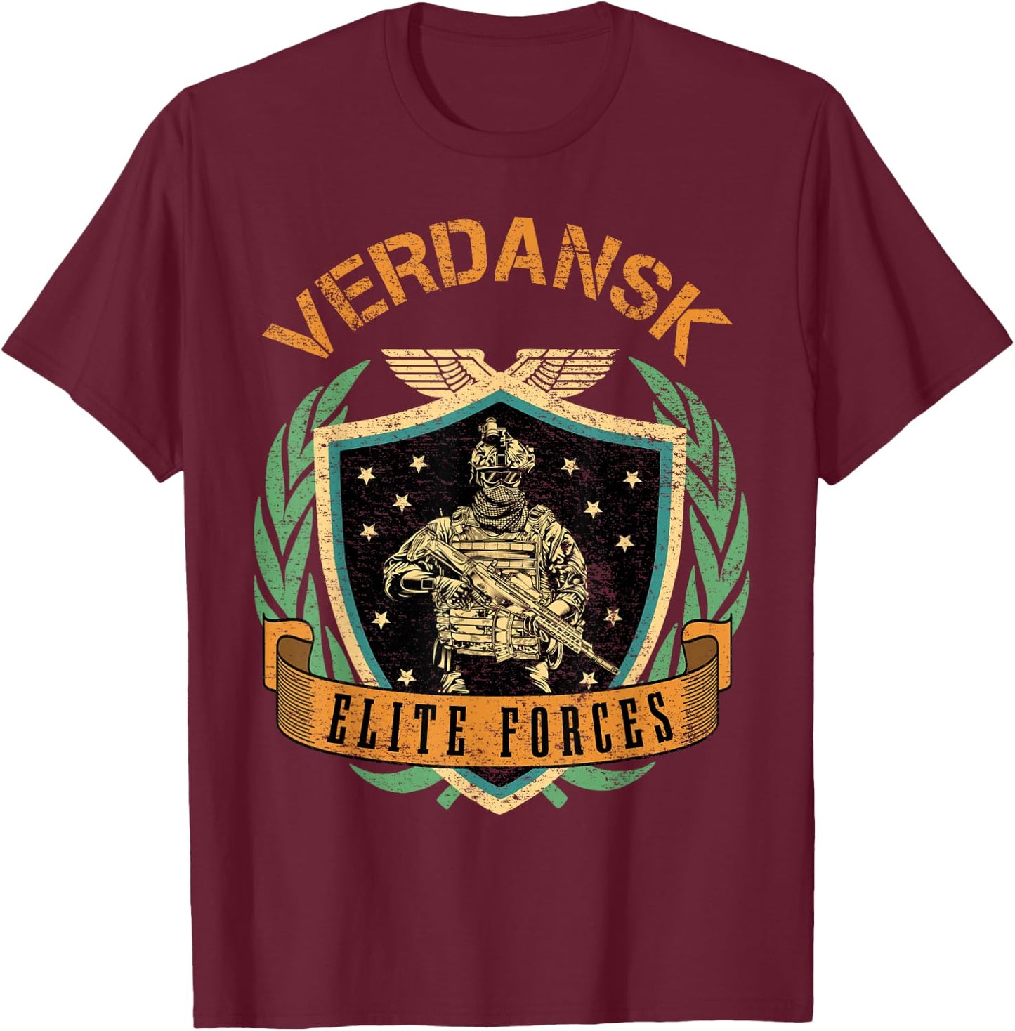 Verdansk Elite Forces, Gulag Gaming Shirt, Warzone T-Shirt - T-Shirt | Maroon