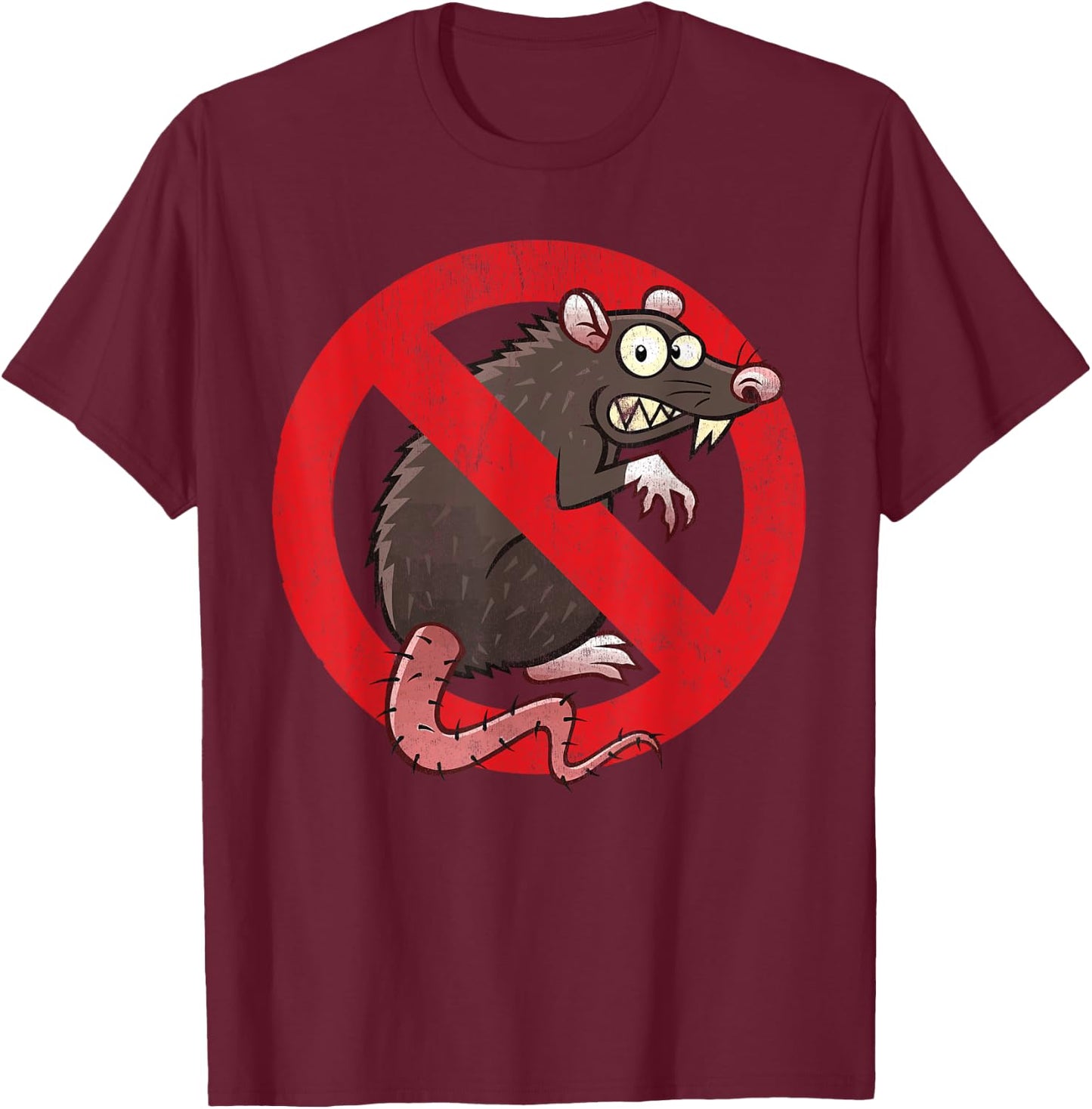 No Rats Union - Pest Control Rat Sign Gag No Rats Allowed T-Shirt - T-Shirt | Maroon