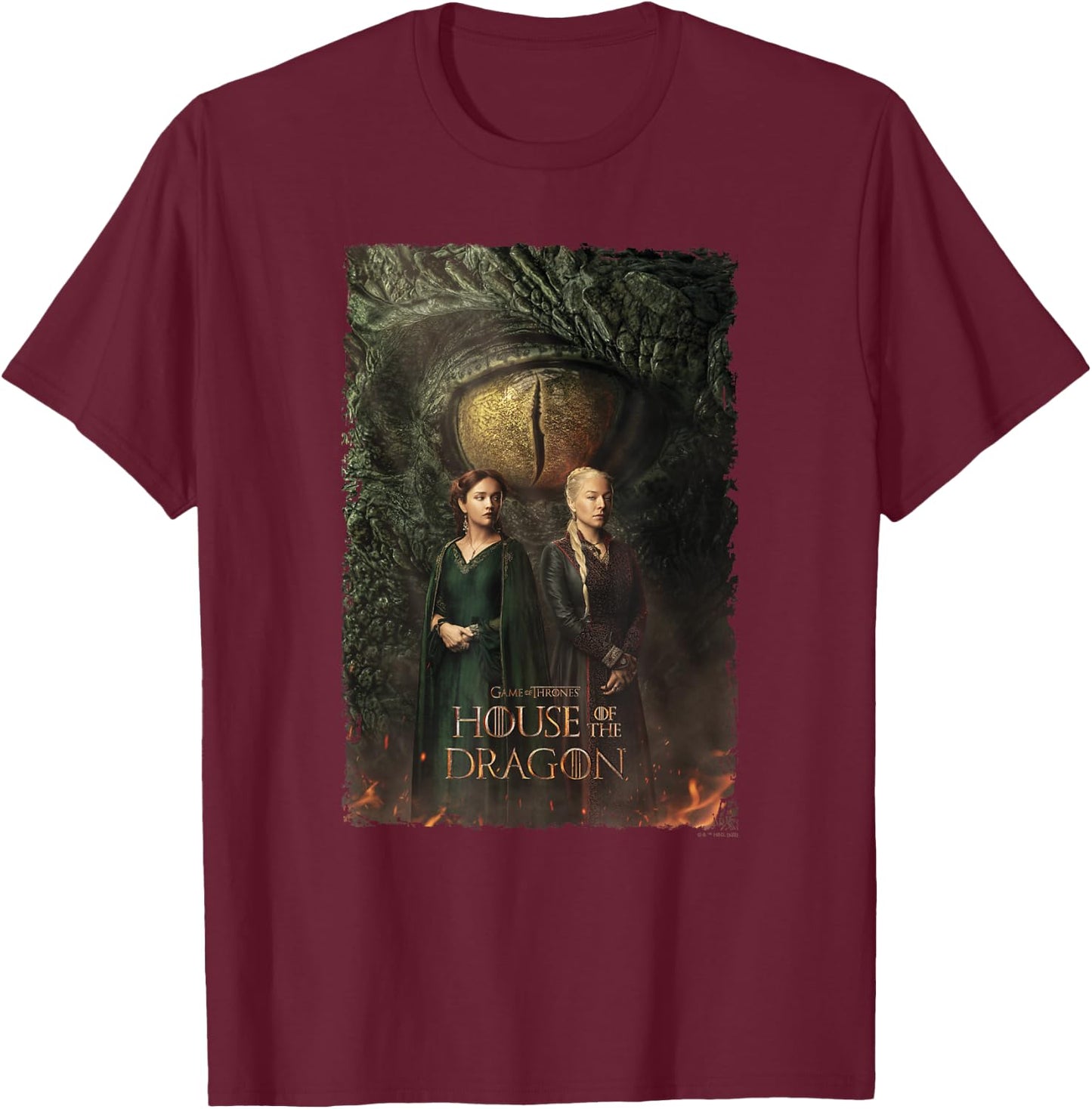 House of the Dragon Rhaenyra and Alicent T-Shirt - T-Shirt | Maroon