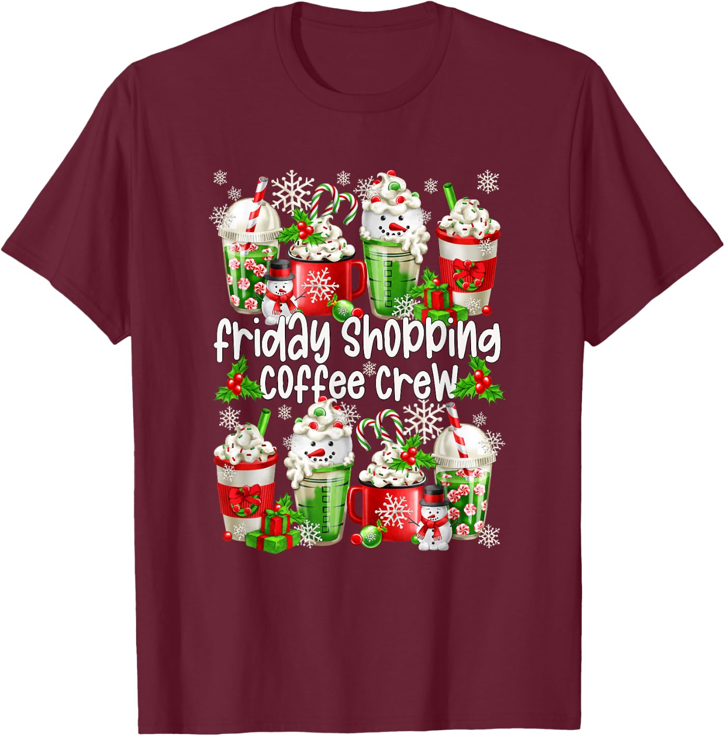 Friday Shopping Crew Black Shopping Family Group Xmas Coffee T-Shirt - T-Shirt | Maroon