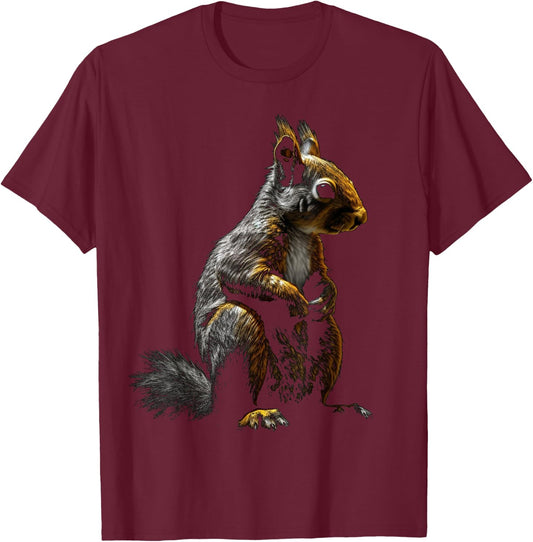 Squirrel Wild Animals Forest Art Animal Squirrel T-Shirt - T-Shirt | Maroon