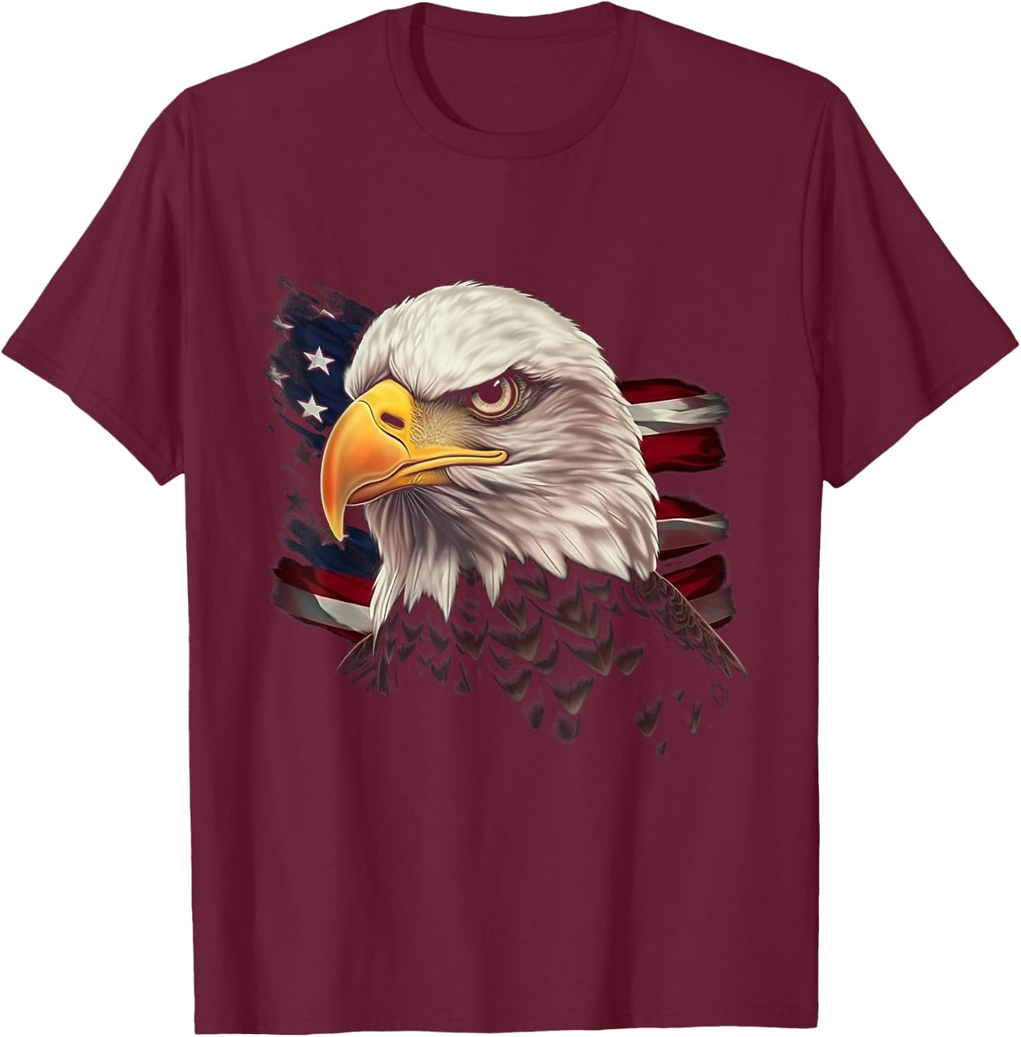 American Bald Eagle American Flag USA Bald Eagle T-Shirt - T-Shirt | Maroon