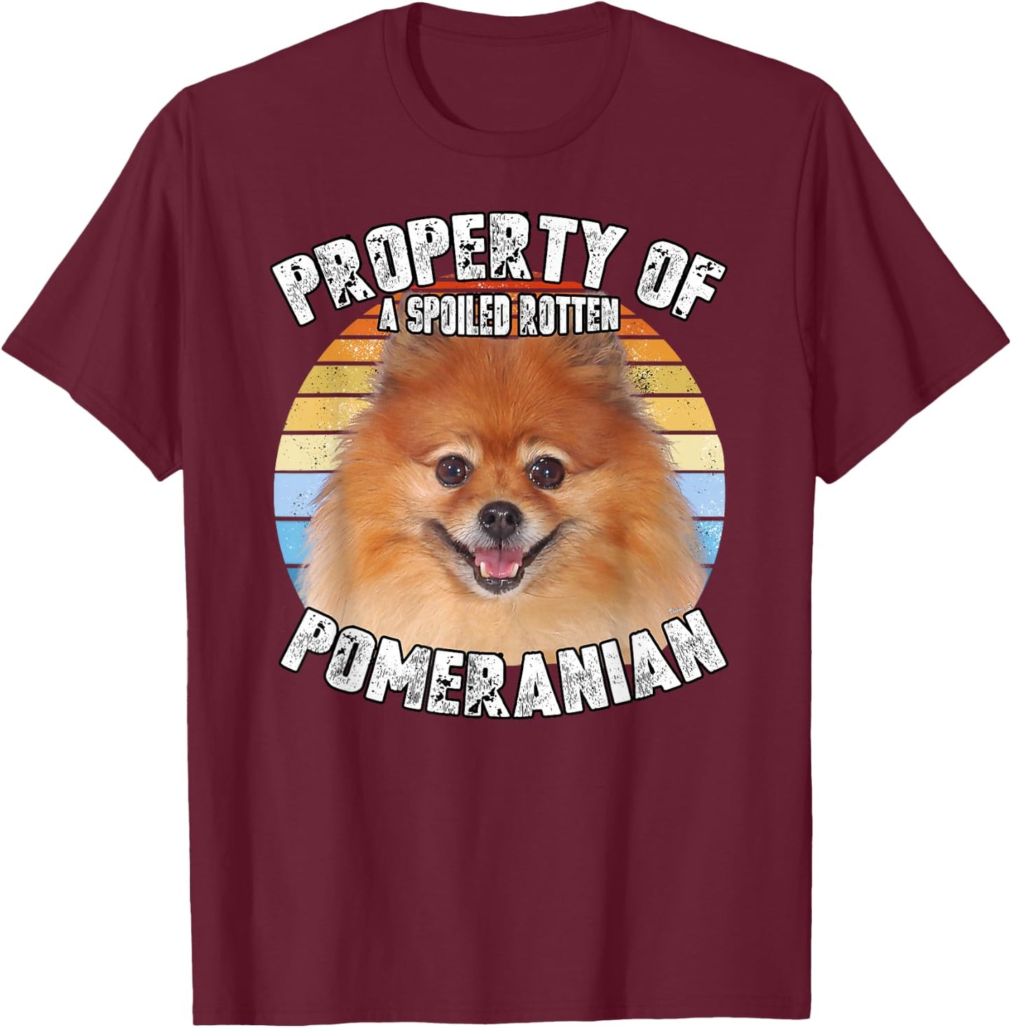 Pomeranian Property Of Retro T-Shirt - T-Shirt | Maroon