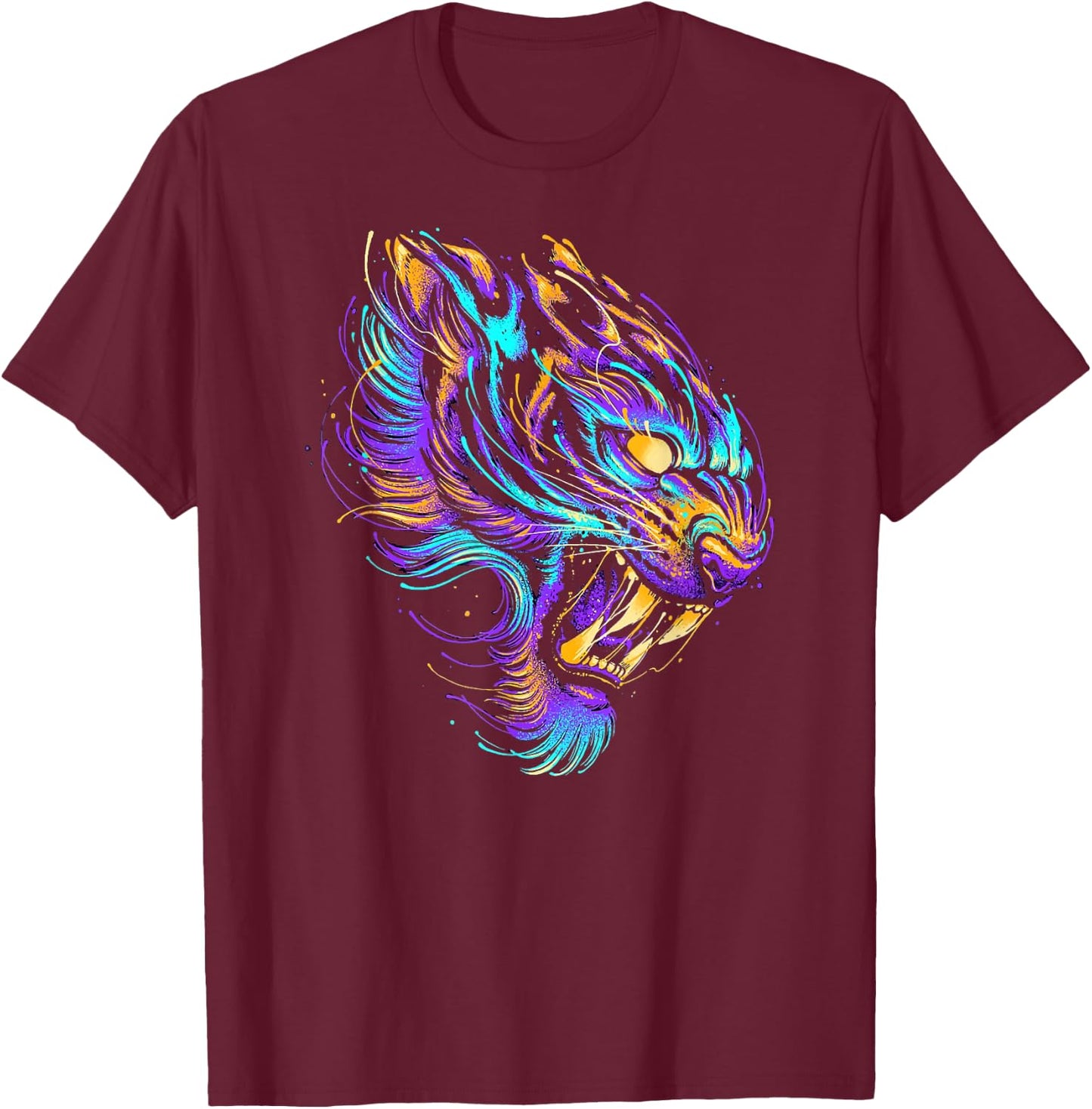 Sabertooth Tiger T-Shirt - T-Shirt | Maroon