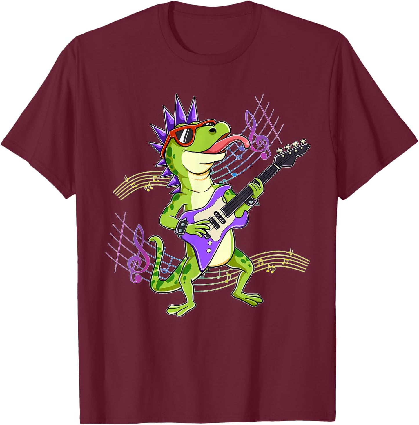 Gecko Guitar Rockstar T-Shirt - T-Shirt | Maroon