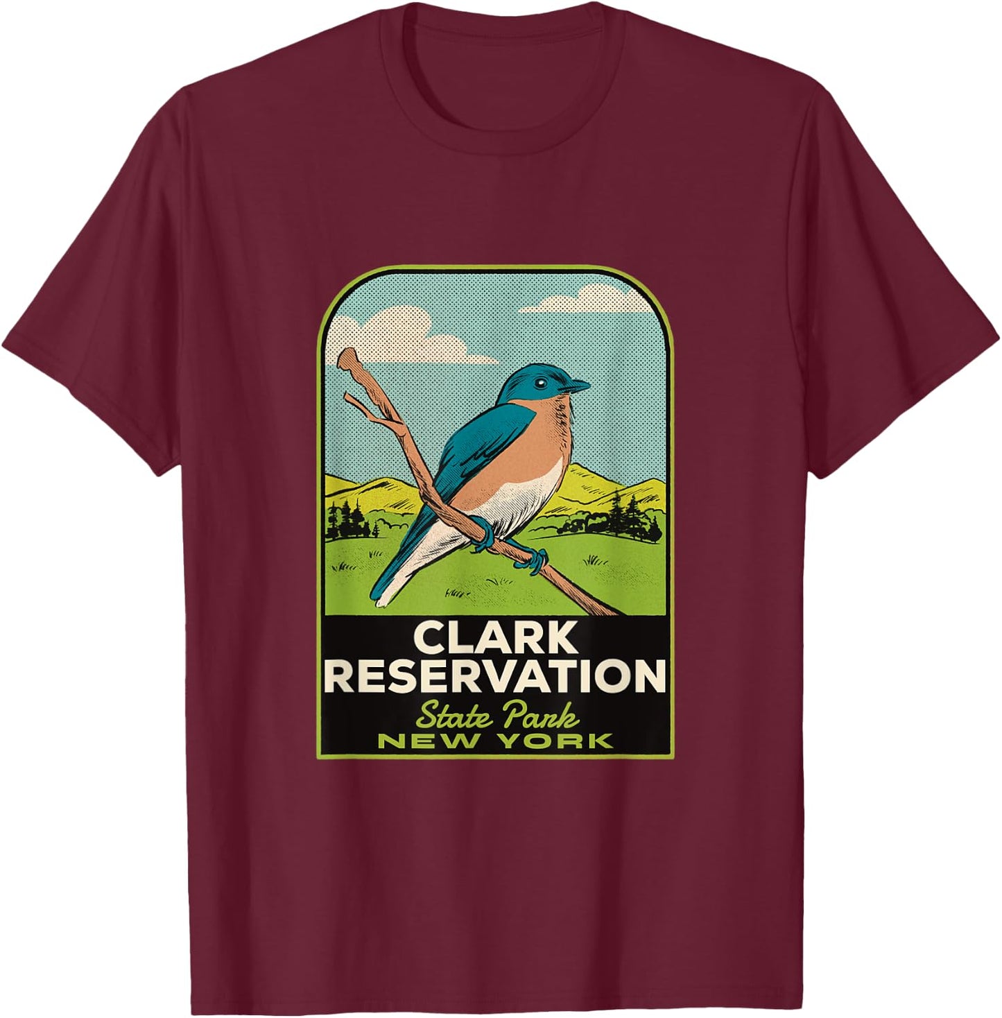 Clark Reservation State Park NY Vintage Travel T-Shirt - T-Shirt | Maroon