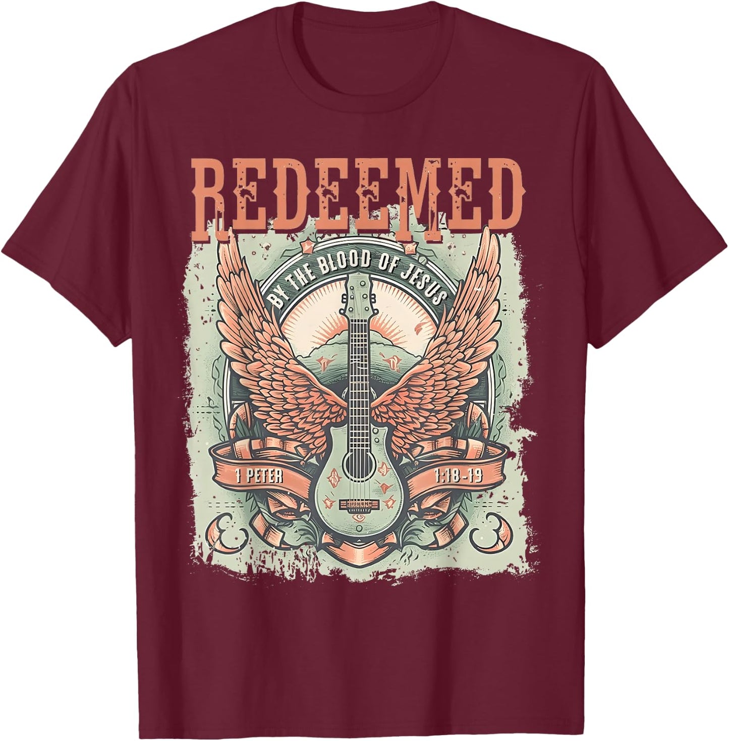 Redeemed by The Blood of Jesus T-Shirt - T-Shirt | Maroon