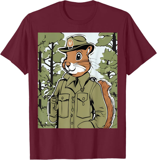 Squirrel Park Ranger Forest Protector Wildlife T-Shirt - T-Shirt | Maroon