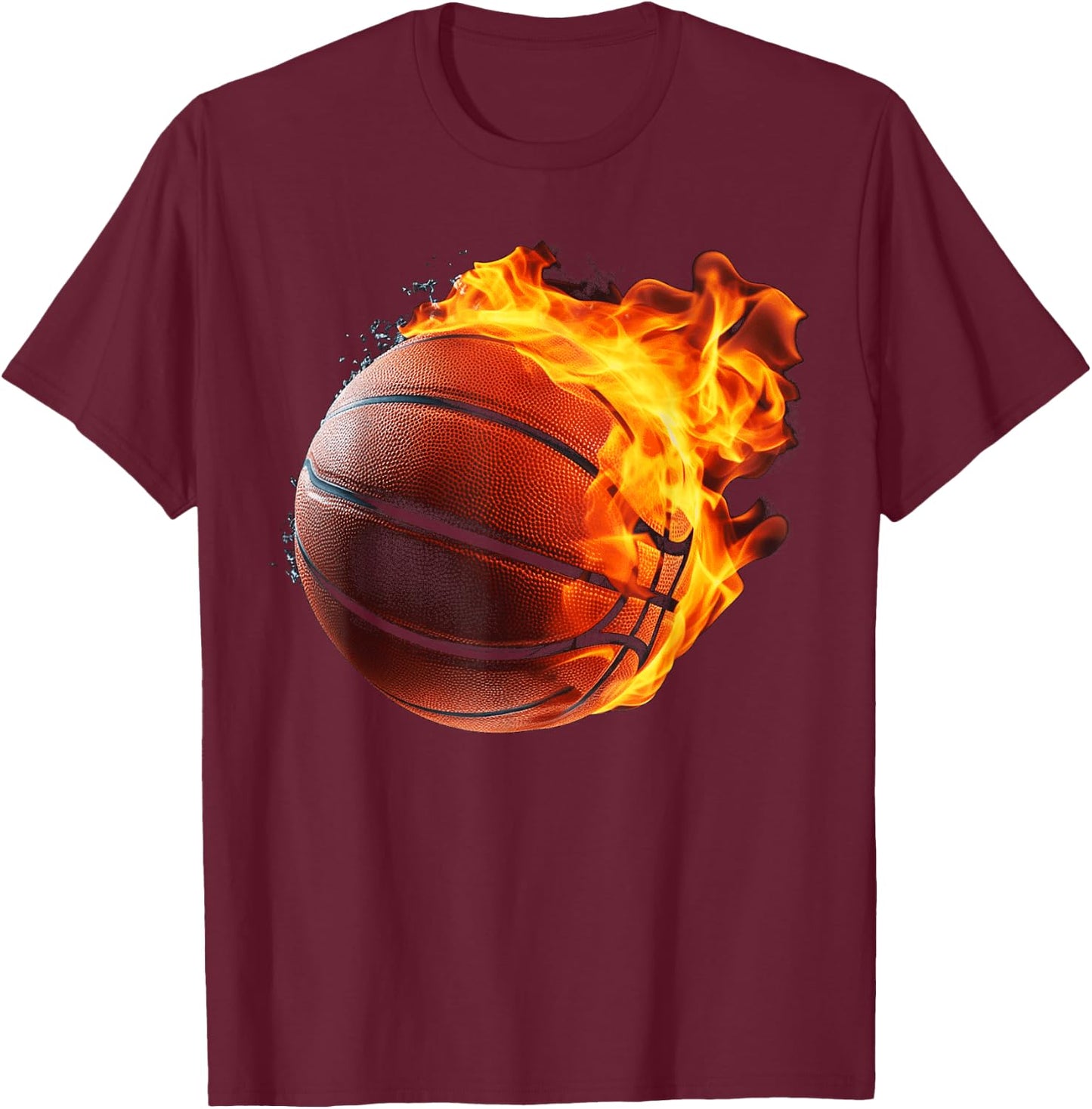 Fire Basketball Ball Flaming Basketball Player T-Shirt - T-Shirt | Maroon