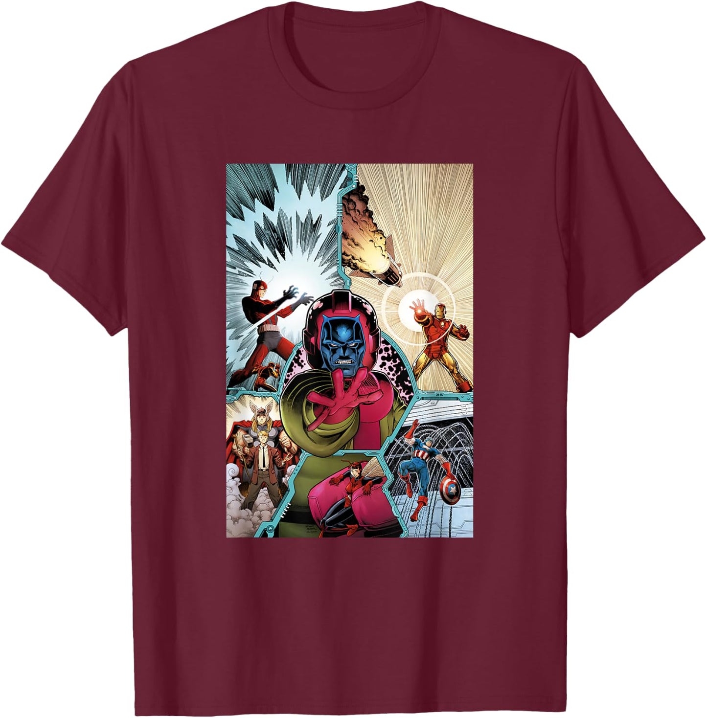 Marvel Avengers Kang the Conqueror Classic Comic Cover T-Shirt - T-Shirt | Maroon