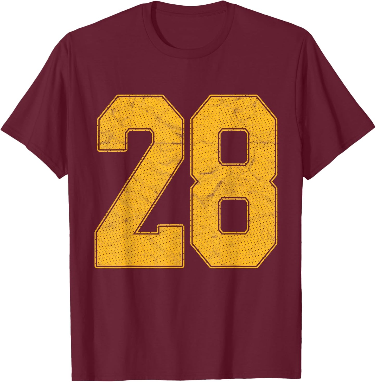 Number 28 Numbered Uniform Sports Team Jersey 28th Birthday T-Shirt - T-Shirt | Maroon