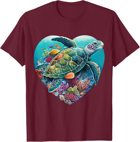 Sea Turtle Beach Lover Ocean Animal Graphic Novelty T-Shirt - T-Shirt | Maroon