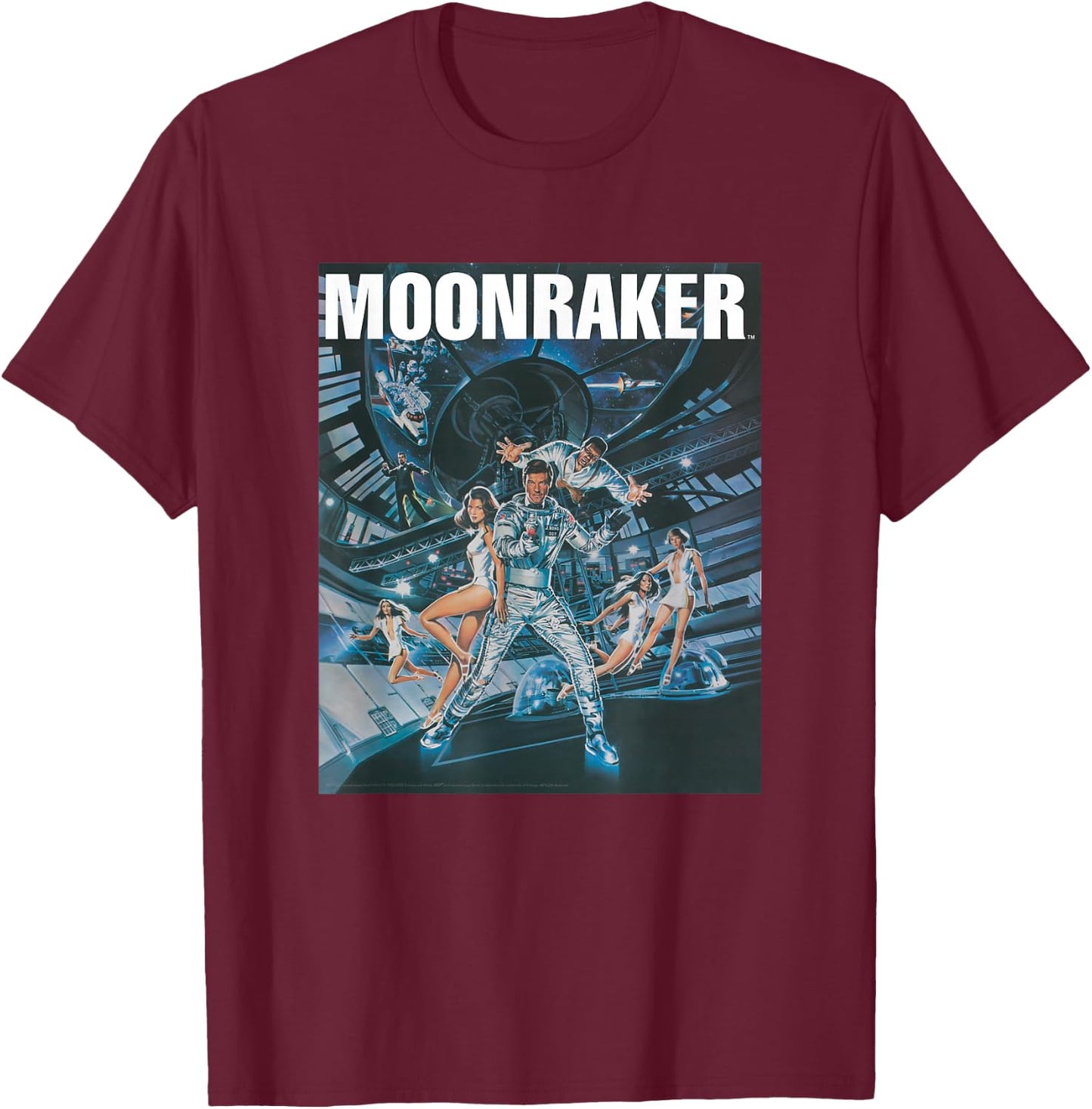 Official James Bond 007 Moonraker T-Shirt - T-Shirt | Maroon