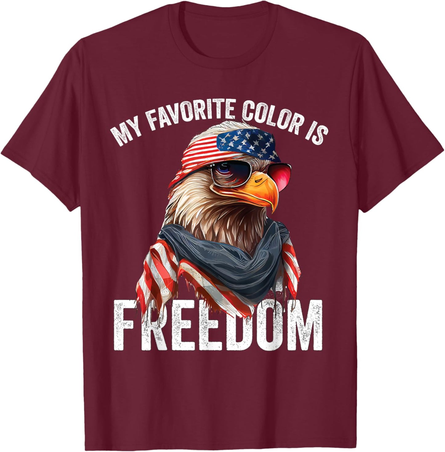 My Favorite Color Is Freedom Patriotic Eagle American Flag Kids Men T-Shirt - T-Shirt | Maroon