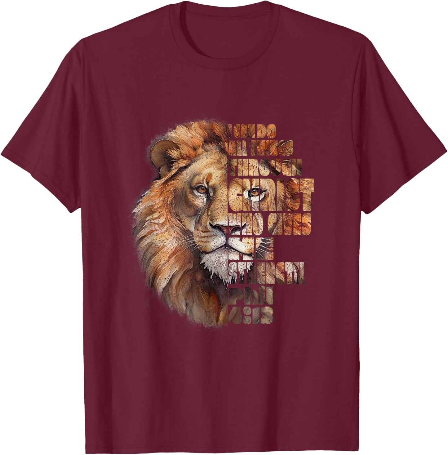 Philippians 4:13 Lion of Judah T-Shirt - T-Shirt | Maroon