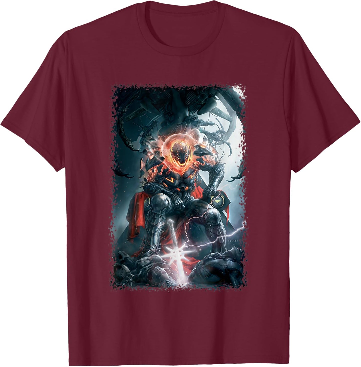 Marvel Comics Retro Classic Ultron Ruling Devastated World T-Shirt - T-Shirt | Maroon