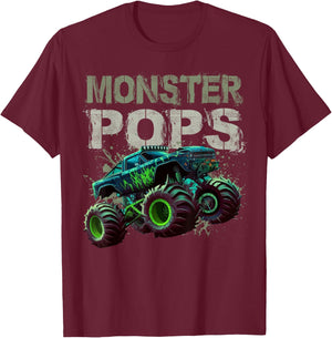 Monster Truck Pops Family Matching Monster Truck Lovers T-Shirt - T-Shirt | Maroon