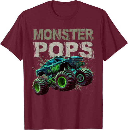 Monster Truck Pops Family Matching Monster Truck Lovers T-Shirt - T-Shirt | Maroon