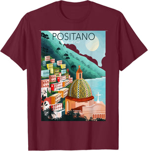 Amalfi Coast Positano Italy T-Shirt - T-Shirt | Maroon
