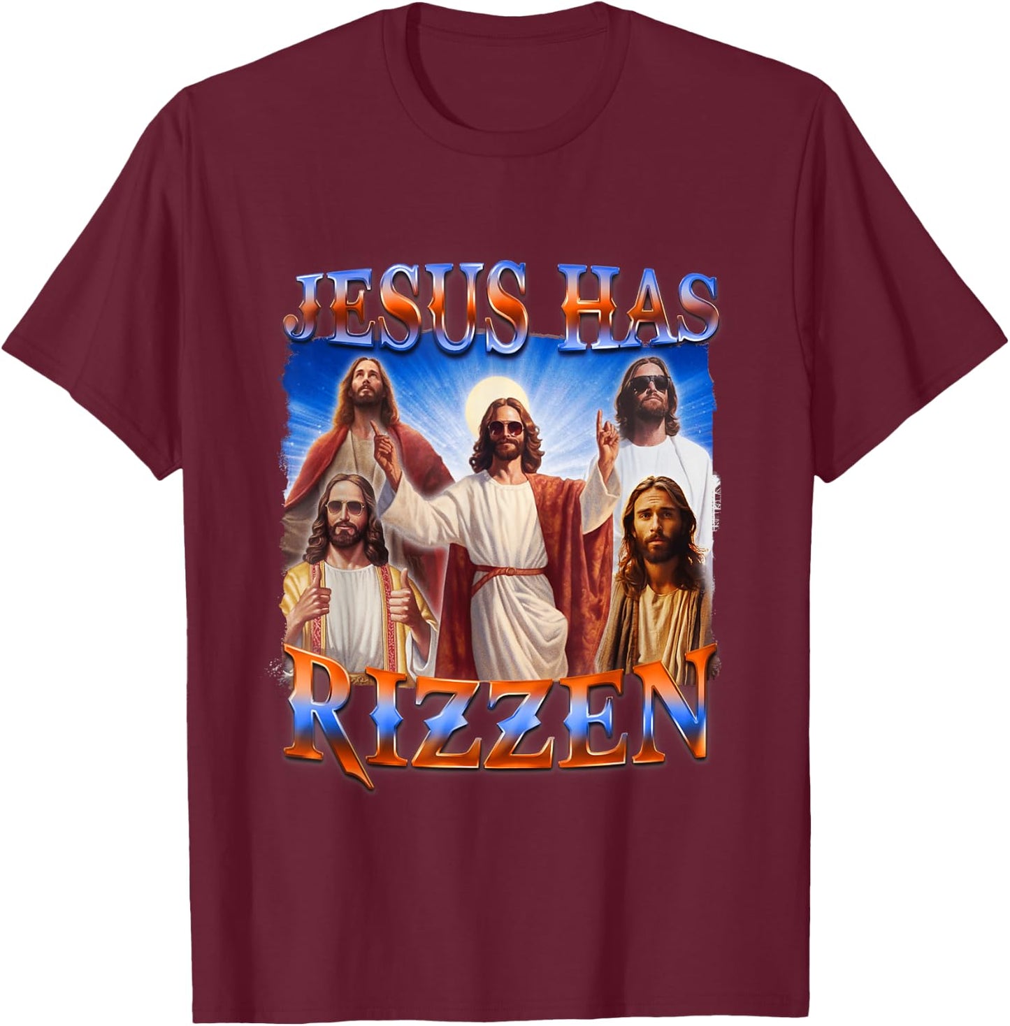 Jesus Has Rizzen Christian Men Women Bible Faith T-Shirt - T-Shirt | Maroon
