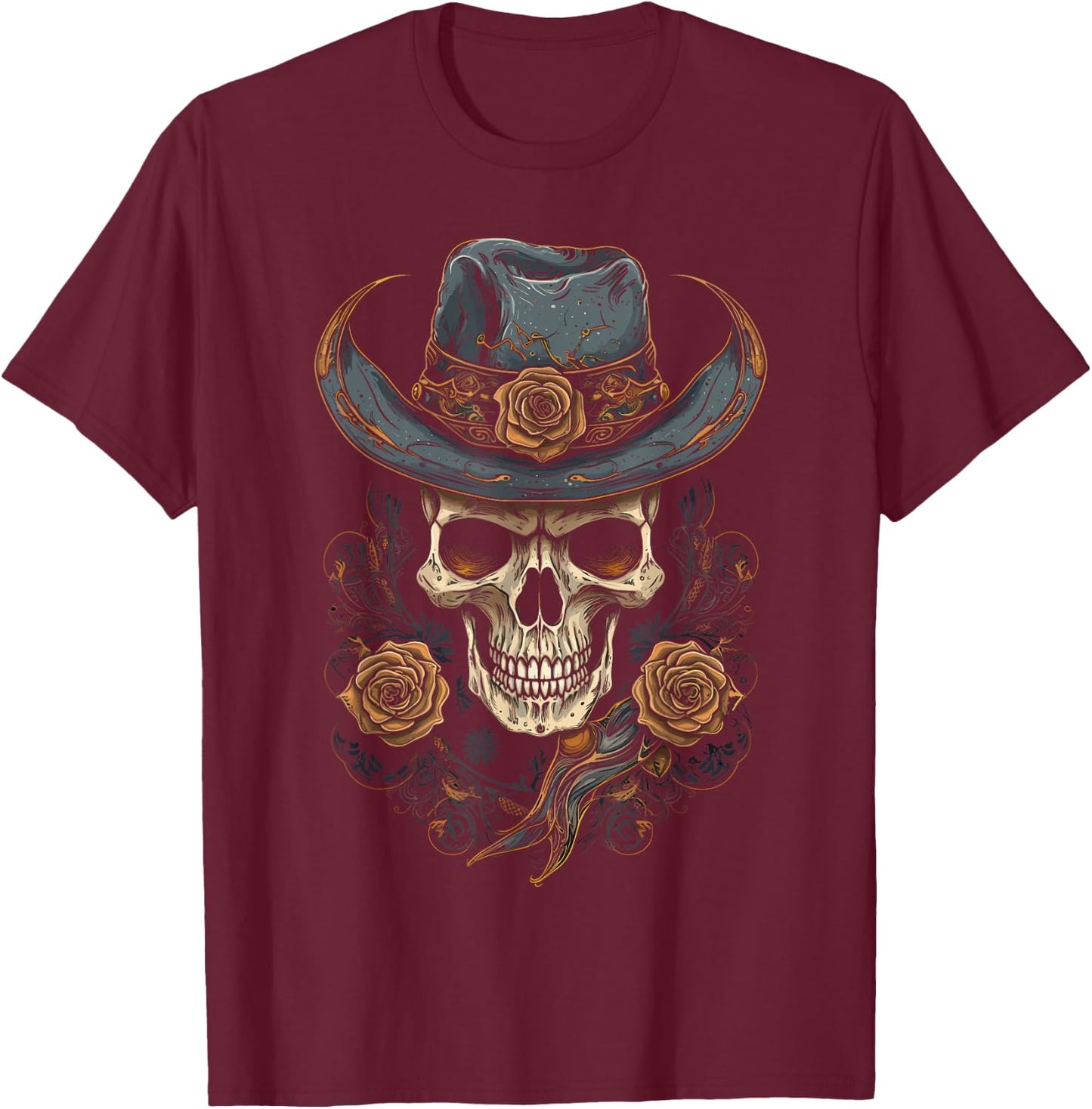Gothic Y'allternative Aesthetic Western Skull , Men T-Shirt - T-Shirt | Maroon
