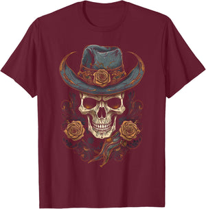 Gothic Y'allternative Aesthetic Western Skull , Men T-Shirt - T-Shirt | Maroon