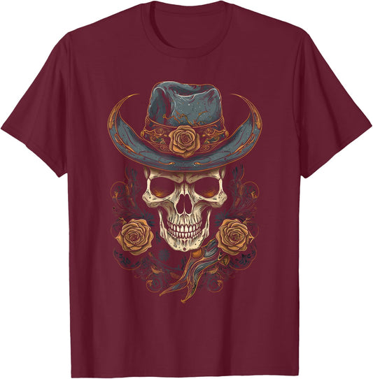 Gothic Y'allternative Aesthetic Western Skull , Men T-Shirt - T-Shirt | Maroon