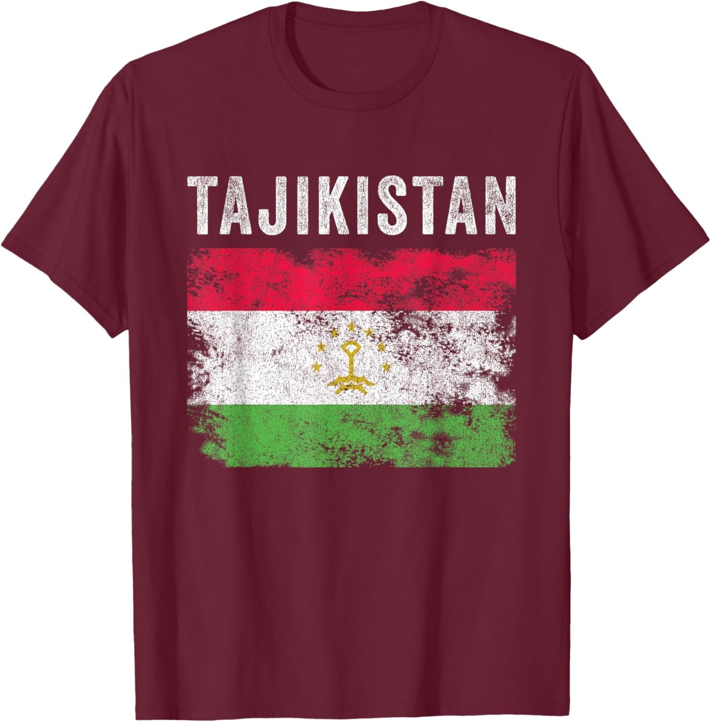 Tajikistan Flag Distressed - Men Women - Tajikistani Flag T-Shirt - T-Shirt | Maroon