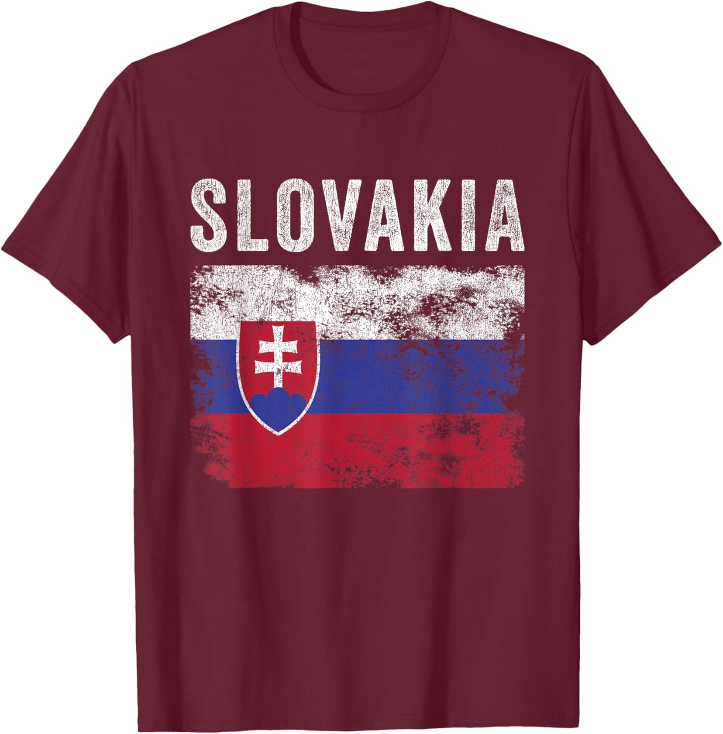 Slovakia Flag Distressed - Men Women Kids - Slovak Flag T-Shirt - T-Shirt | Maroon