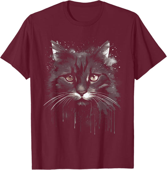Cat Cat lover Kitten Illustration Pet Women Kids T-Shirt - T-Shirt | Maroon