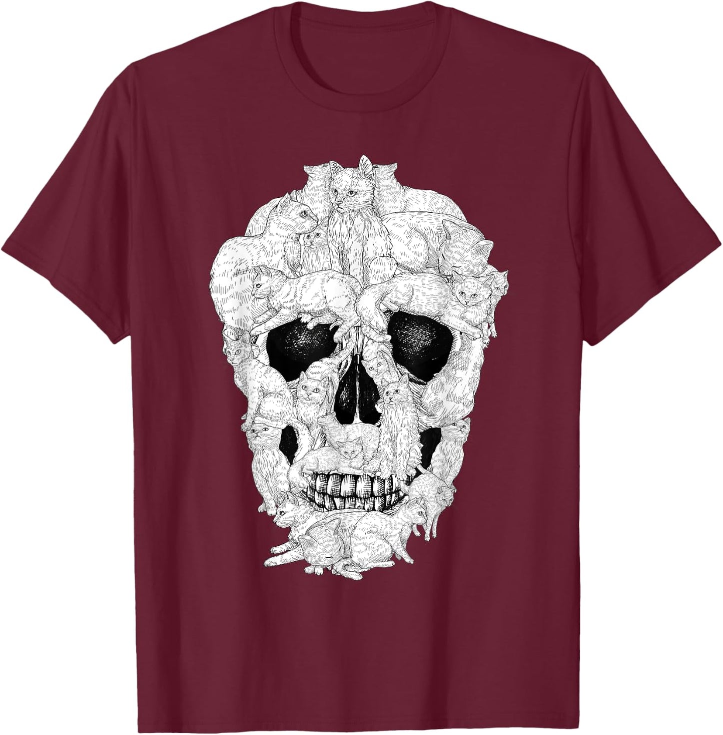 Best Cat Skull Women Halloween Skeleton Cat Lover T-Shirt - T-Shirt | Maroon