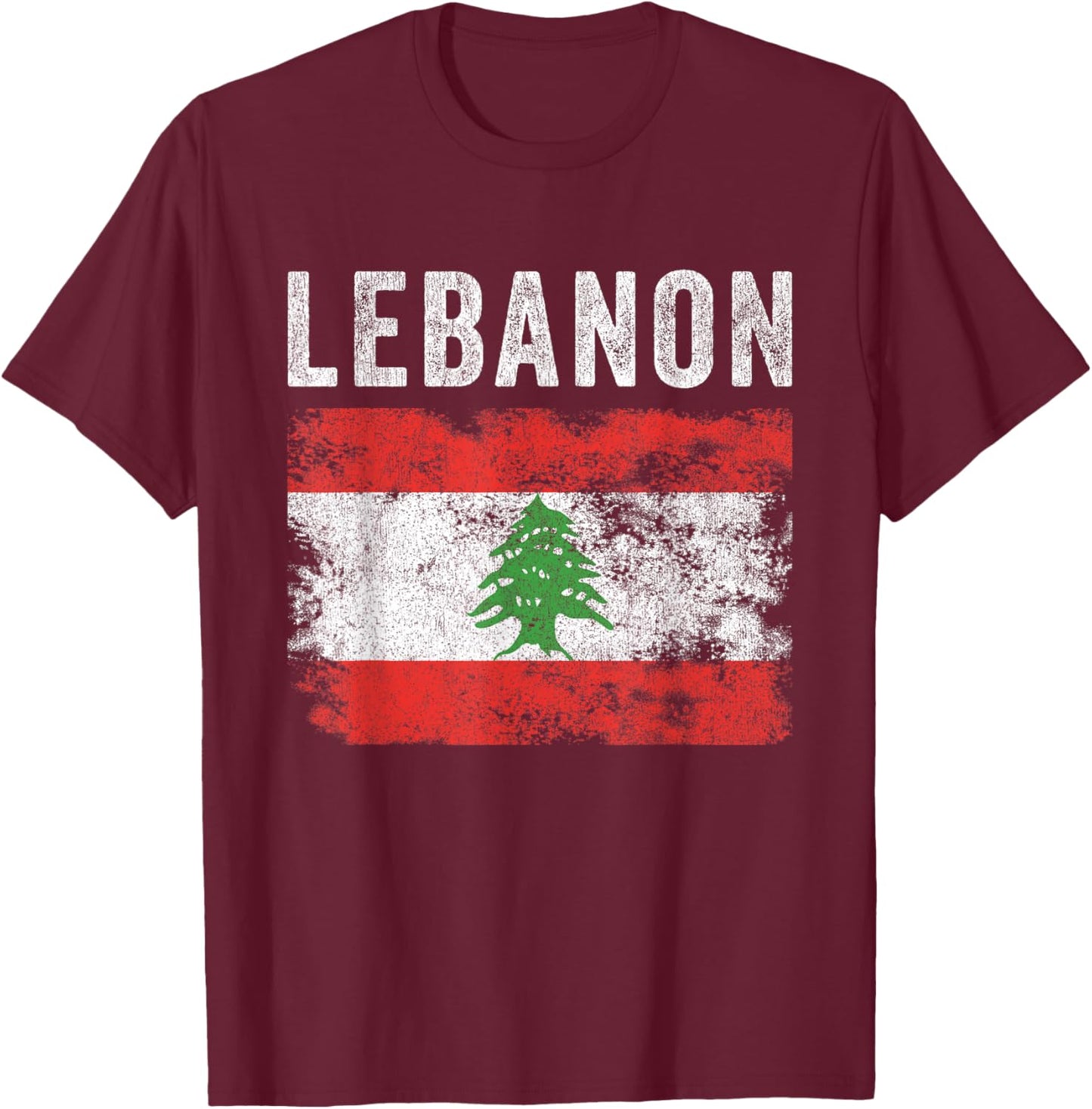 Lebanon Flag Distressed - Men Women Kids - Lebanese Flag T-Shirt - T-Shirt | Maroon