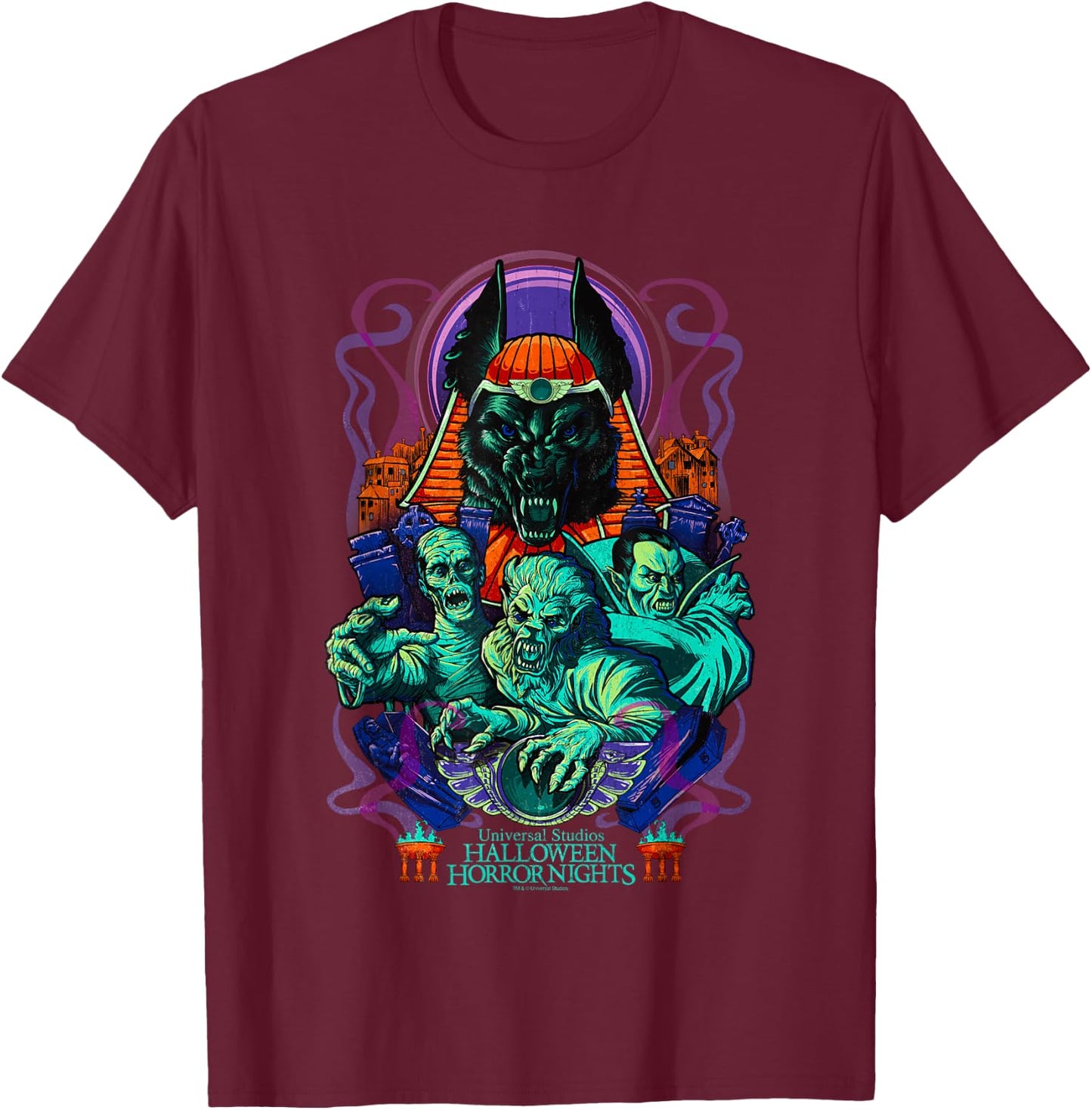 Halloween Horror Nights Universal Monsters The Mummy T-Shirt - T-Shirt | Maroon