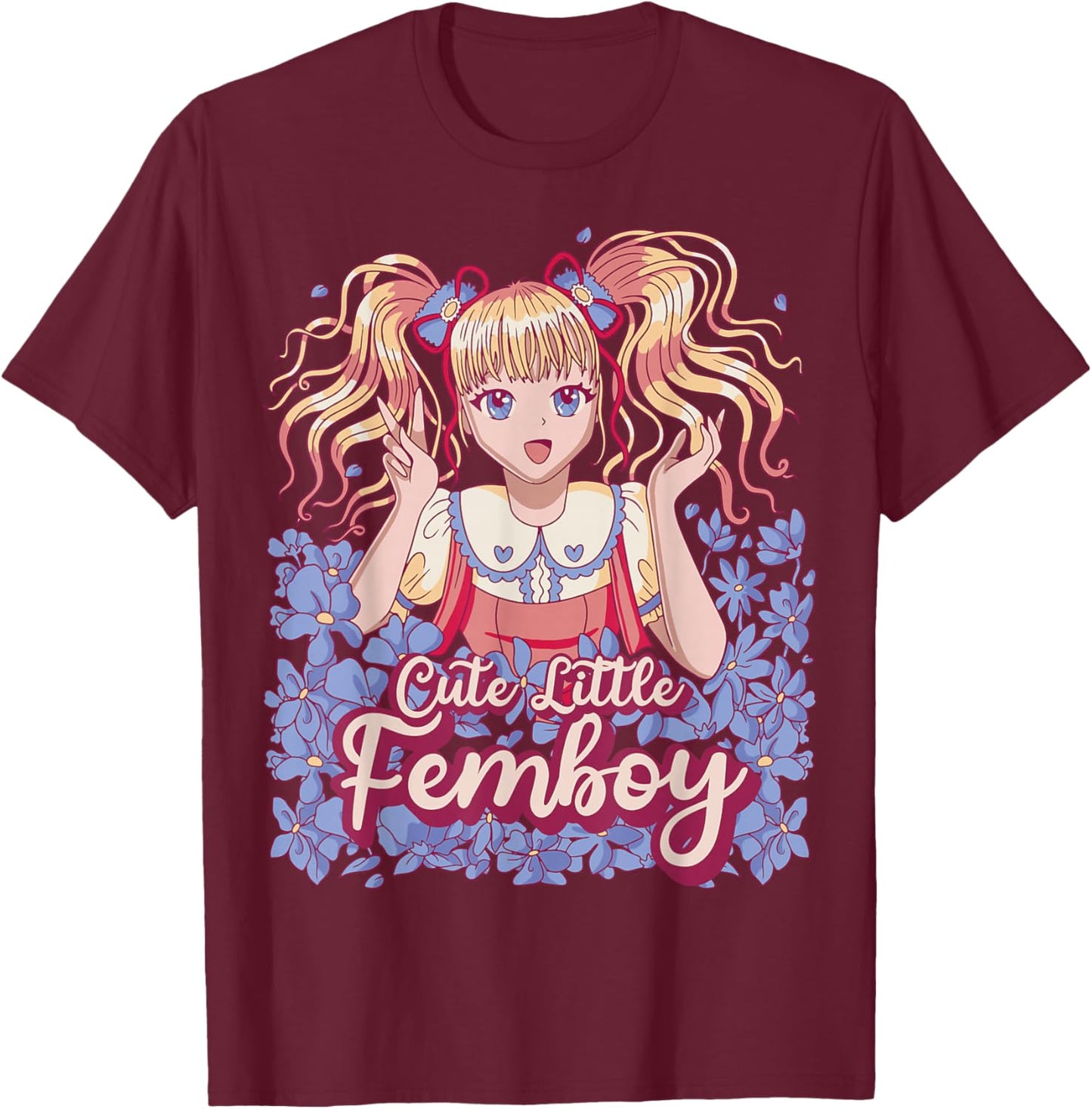 Femboy Anime Cute Little Femboy T-Shirt - T-Shirt | Maroon