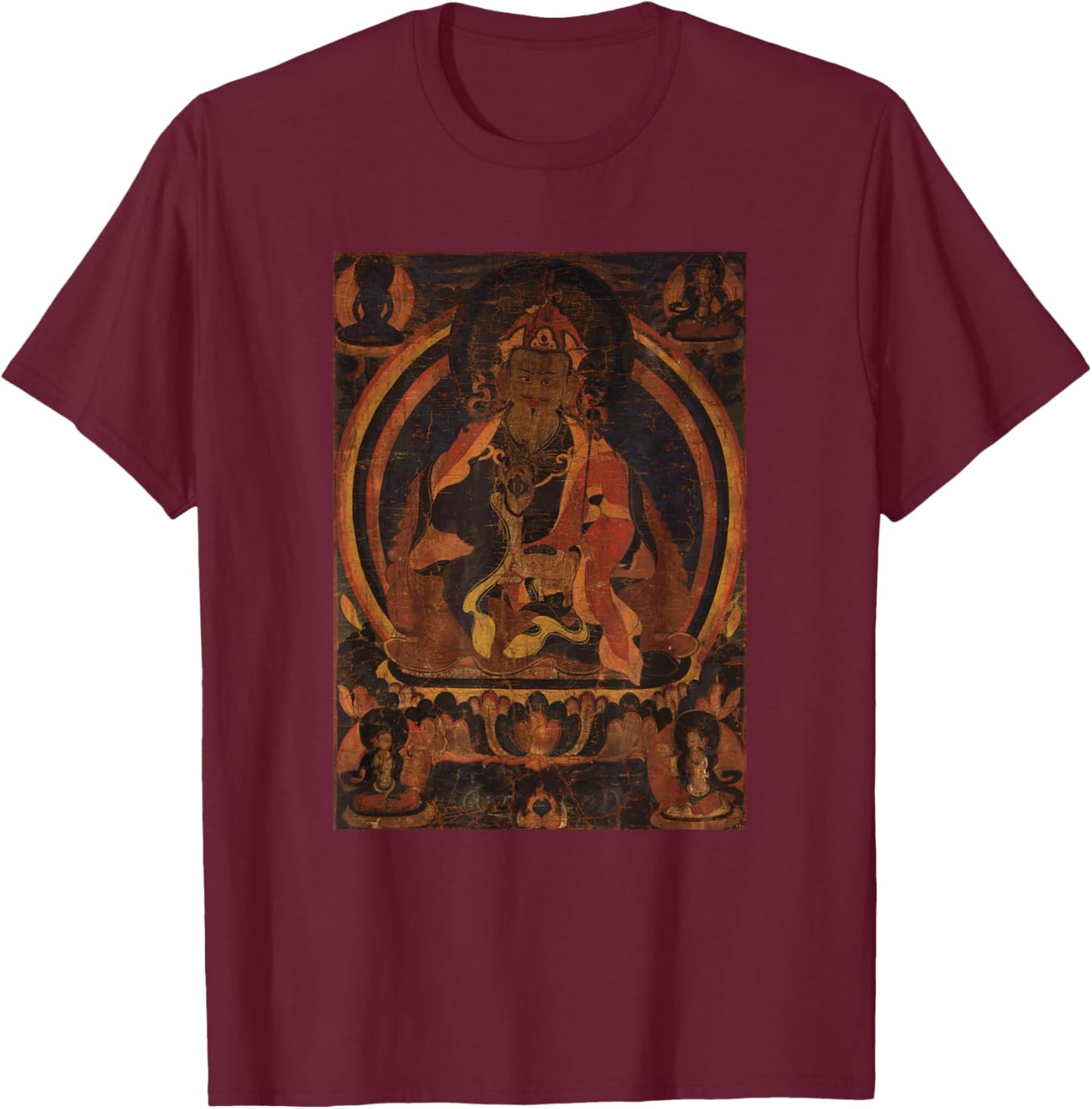 Padmasambhava Tibetan Buddhist Thangka Mandala Buddhism T-Shirt - T-Shirt | Maroon