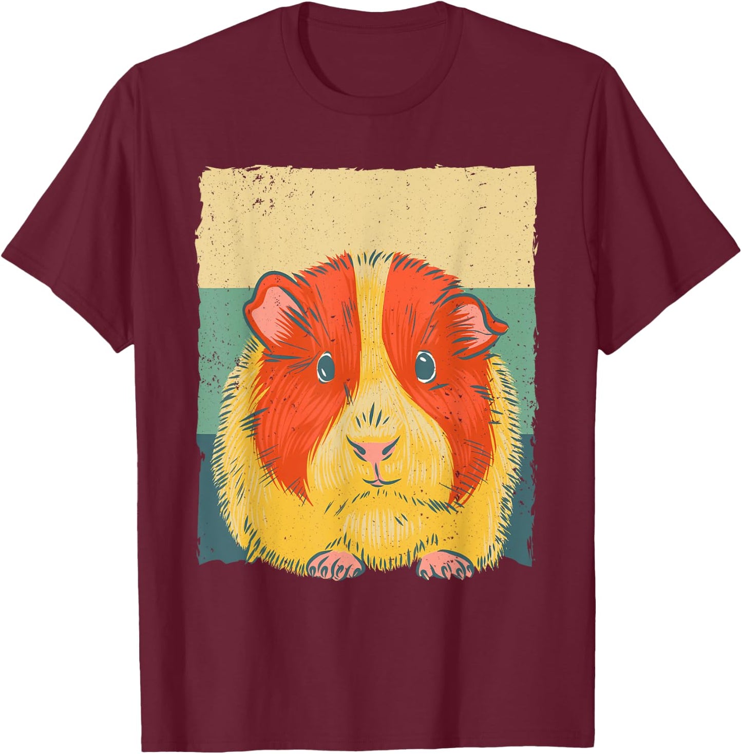 Cute Guinea Pig Design Women Kids Vintage Guinea Pig T-Shirt - T-Shirt | Maroon