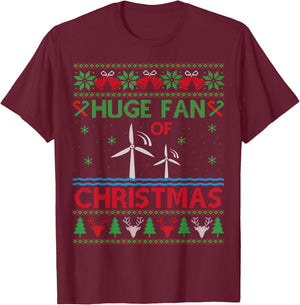 Offshore Renewables Ugly Christmas Sweater - Offshore Worker T-Shirt - T-Shirt | Maroon