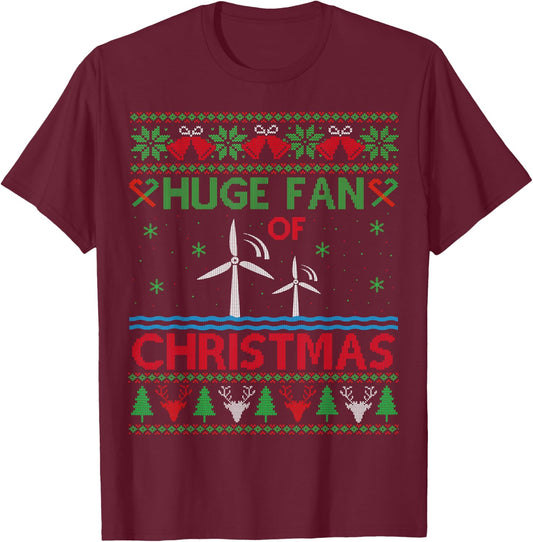 Offshore Renewables Ugly Christmas Sweater - Offshore Worker T-Shirt - T-Shirt | Maroon