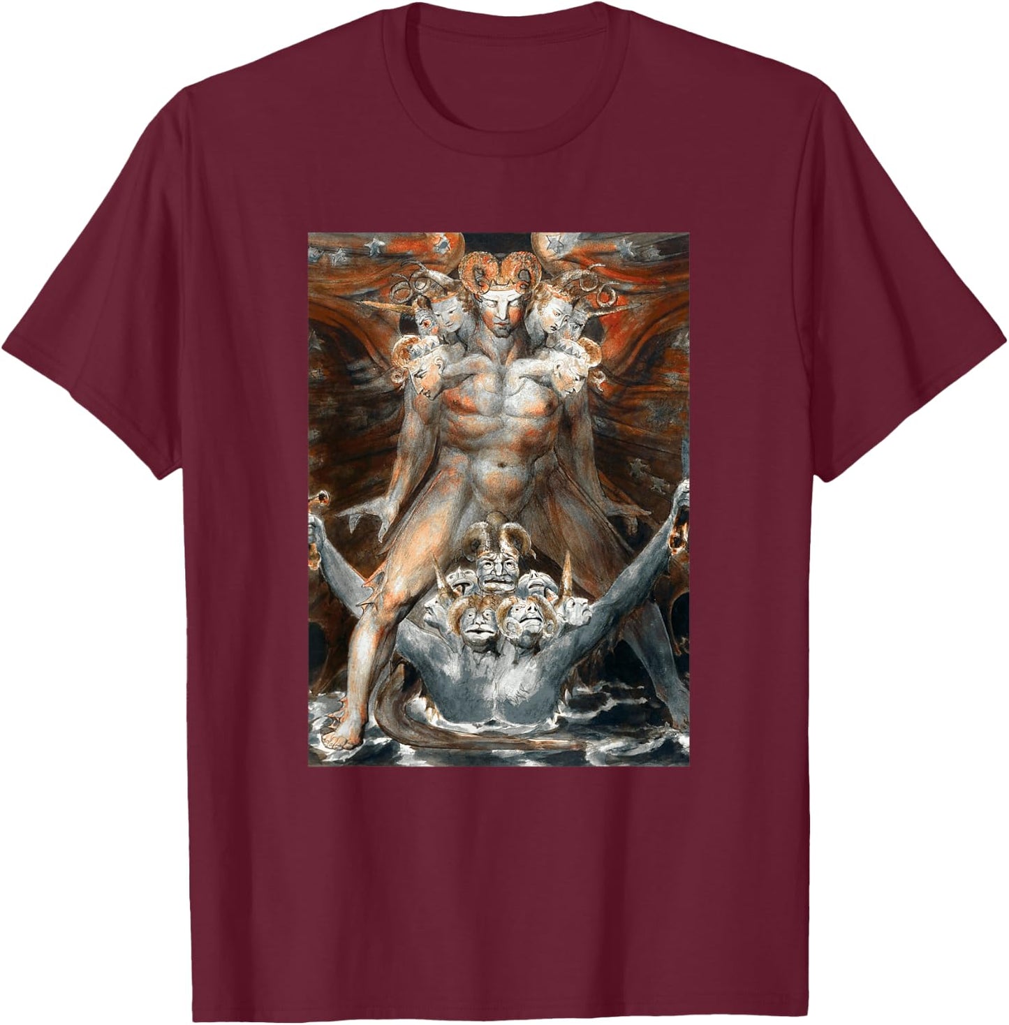 Great Red Dragon and the Beast William Blake The Bible Art T-Shirt - T-Shirt | Maroon