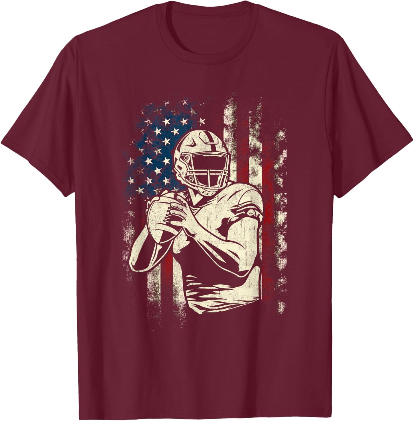 Patriotic Football Player - American Game Ball Sports Lover T-Shirt - T-Shirt | Maroon