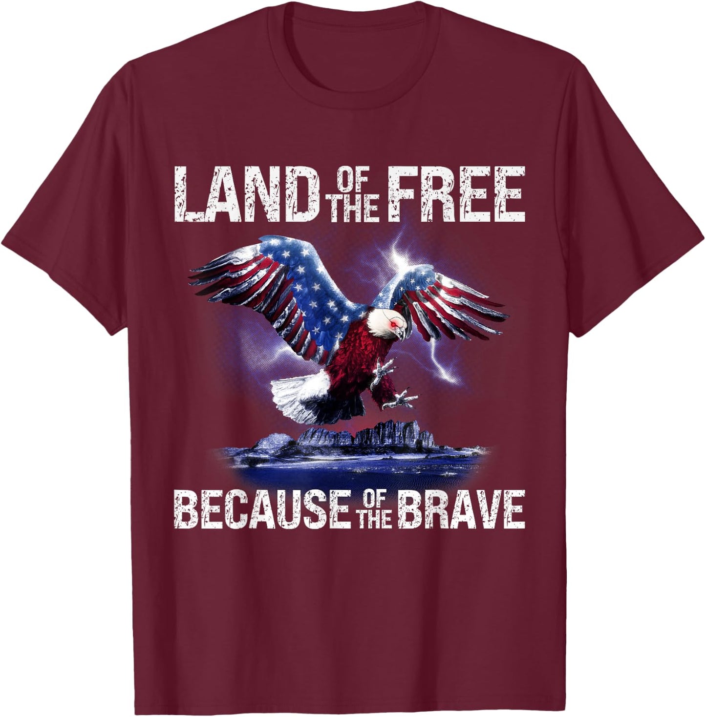 USA Eagle Land of the Free Because of the Brave T-Shirt - T-Shirt | Maroon