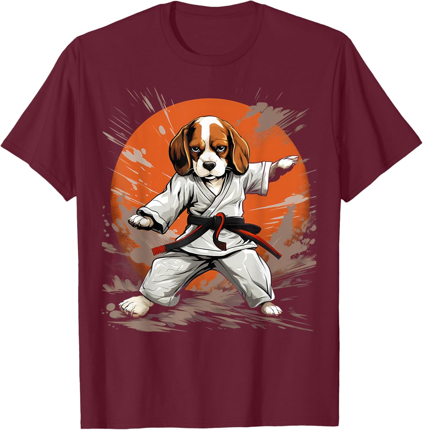 MMA Beagle Dog Karate T-Shirt - T-Shirt | Maroon