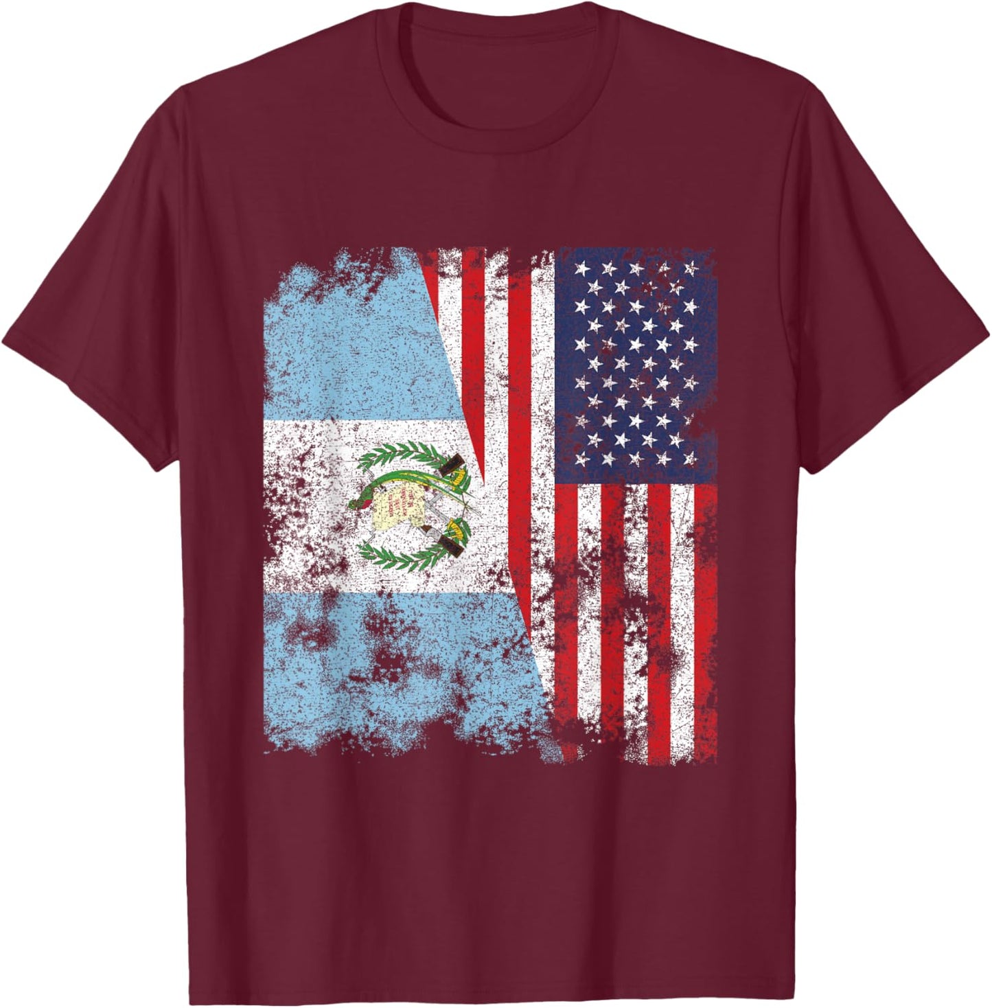 Guatemala USA Flag Distressed - Half American Kids Men T-Shirt - T-Shirt | Maroon