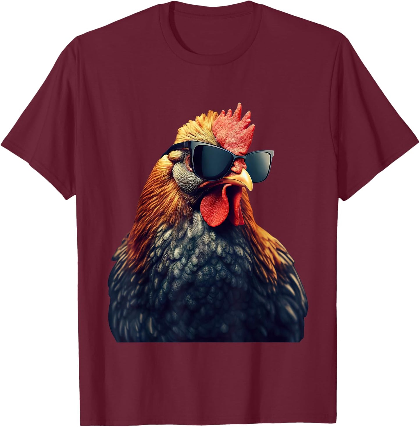 Retro Vintage Chicken Cool Rooster Wearing Sunglasses T-Shirt - T-Shirt | Maroon