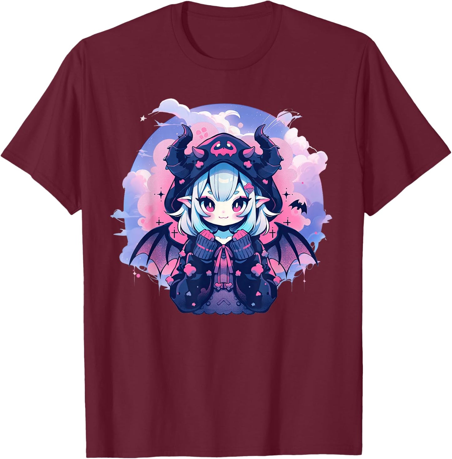 Anime Demon Girl Kawaii Succubus Pastel Goth Cute Witchcraft T-Shirt - T-Shirt | Maroon