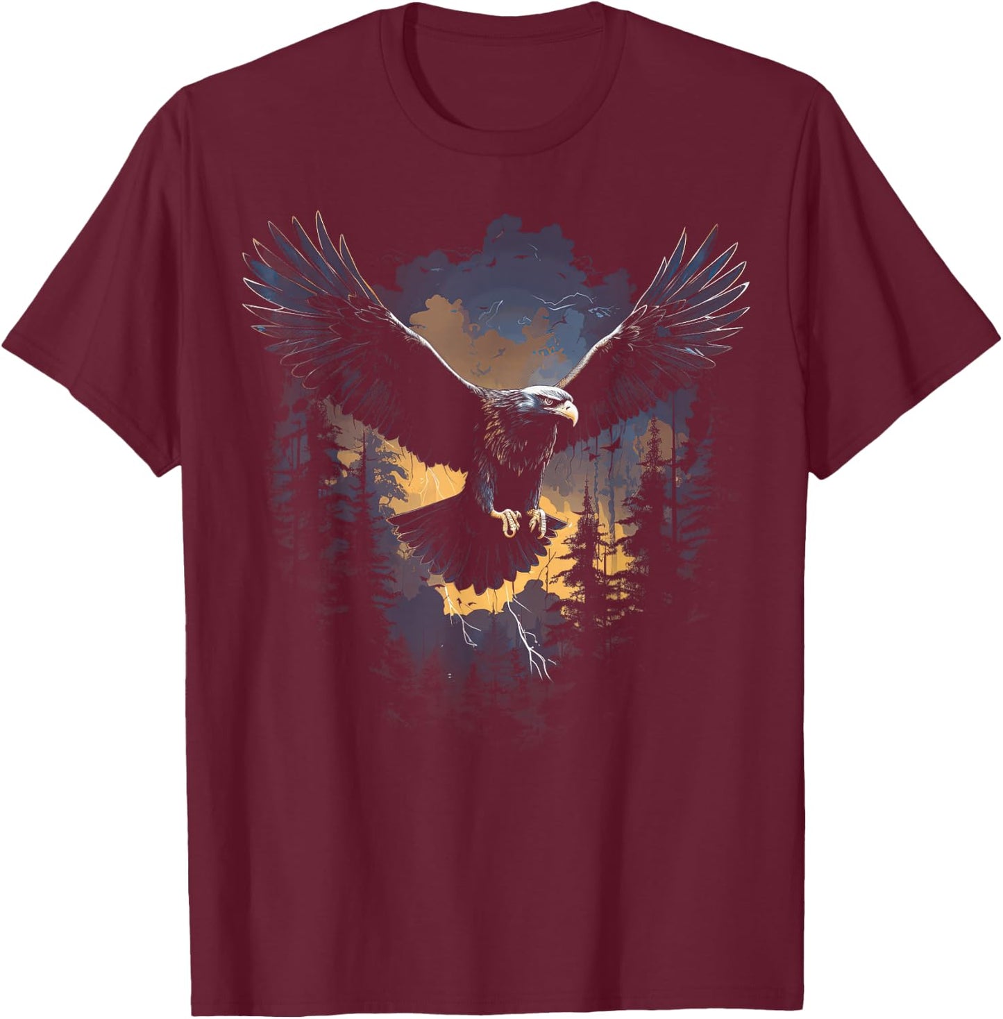Eagle Forest Animal Wildlife T-Shirt - T-Shirt | Maroon