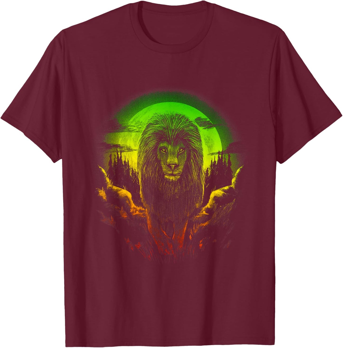 Rasta Reggae Lion Of Judah Jamaican Pride Rastafarian Lion T-Shirt - T-Shirt | Maroon