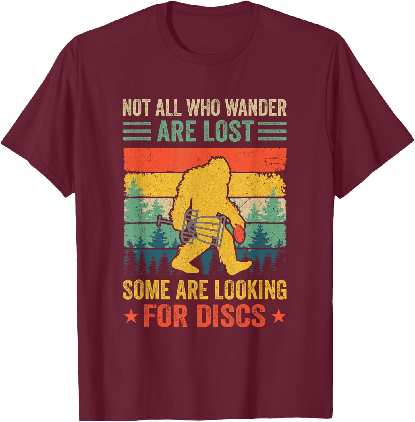 Funny Disc Golf Women Bigfoot Disc Golf Player Retro T-Shirt - T-Shirt | Maroon