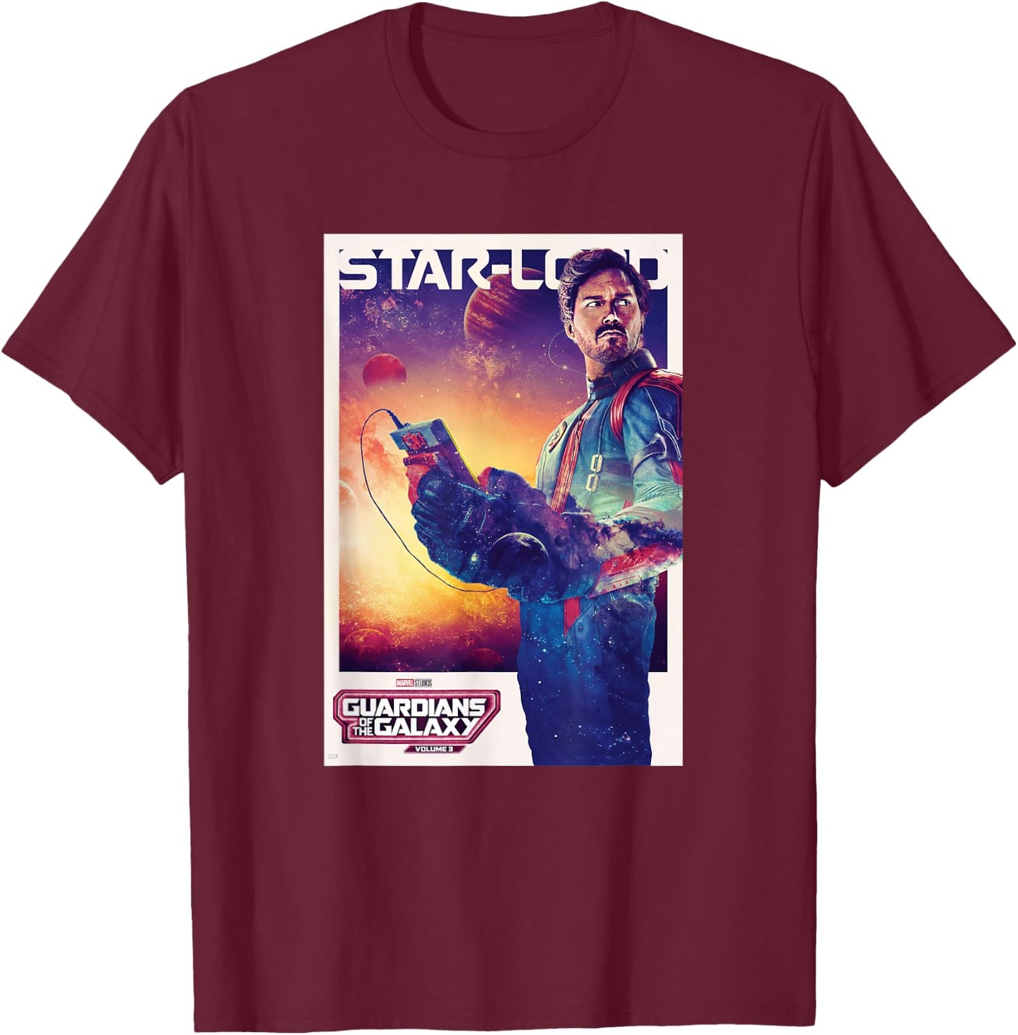 Marvel Guardians of The Galaxy Volume 3 Star-Lord Poster T-Shirt - T-Shirt | Maroon
