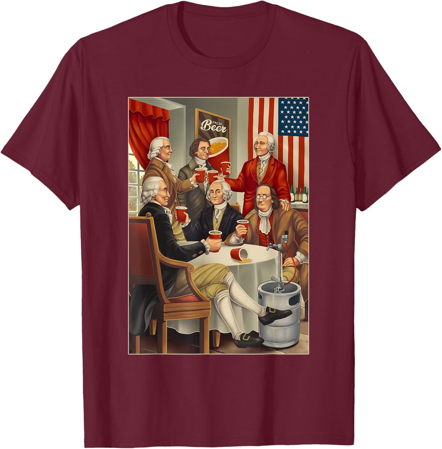 Founding Fathers Beer Keg 4th of July Shirt Founding Father Kids Men T-Shirt - T-Shirt | Maroon